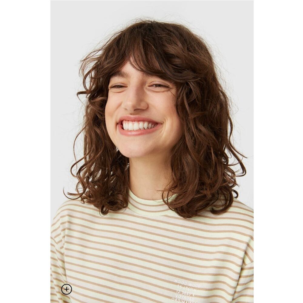 Wood Wood Beige Cream Striped Long Sleeve Crewneck Top Organic Cotton Sz L